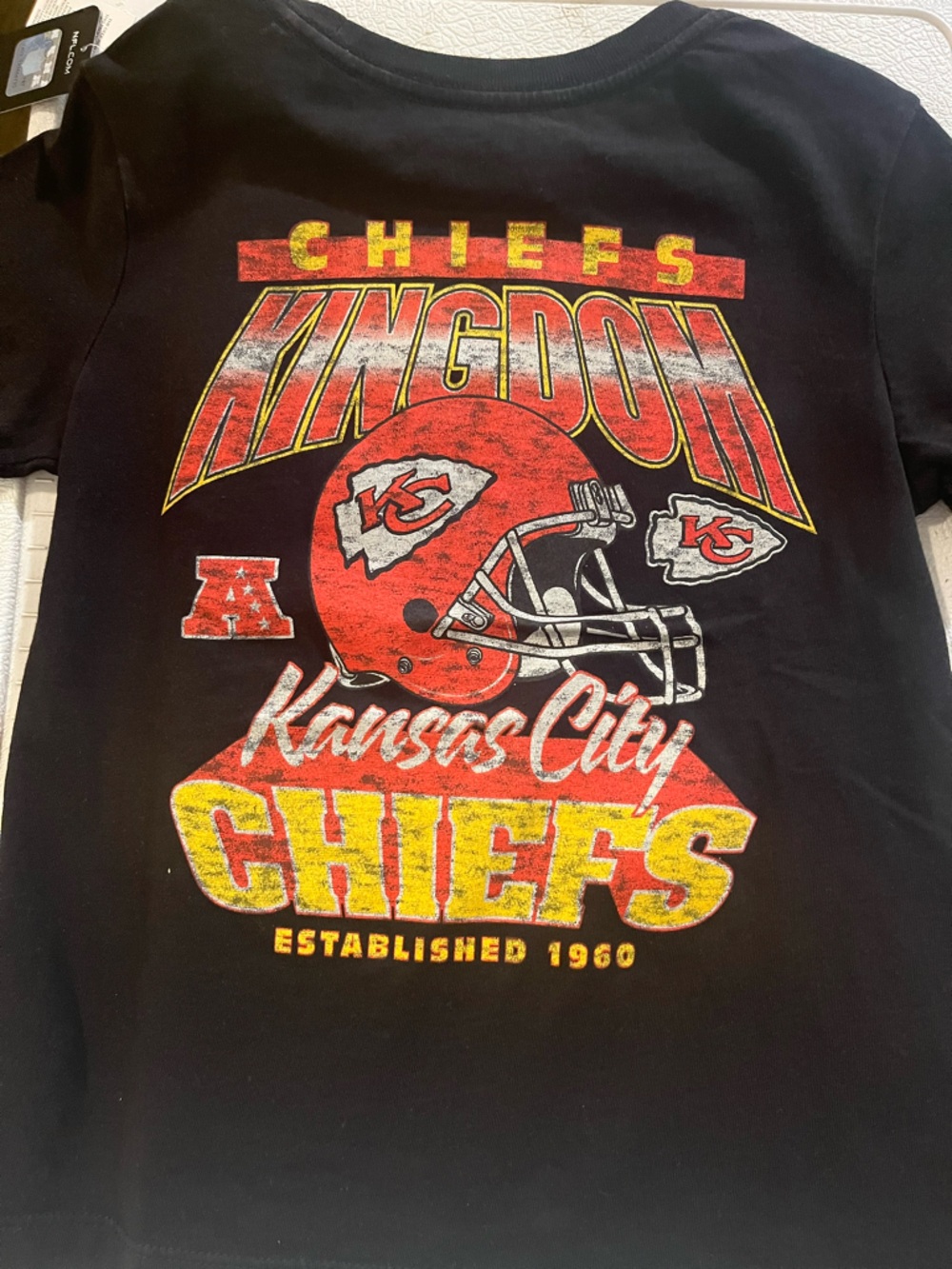 NFL Kansas City Chiefs Kids Black Graphic Tee Official Team Design Size XS/5 NWT